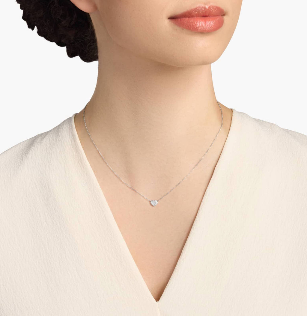 Mini Diamond Heart Necklace In 14k White Gold (1/10 Ct. Tw.)