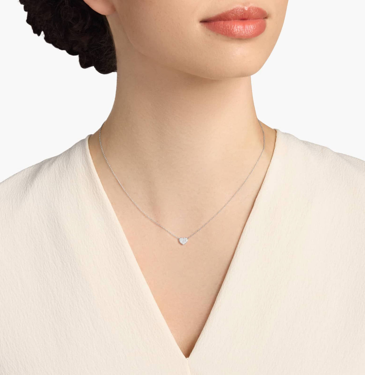 Mini Diamond Heart Necklace In 14k White Gold (1/10 Ct. Tw.)